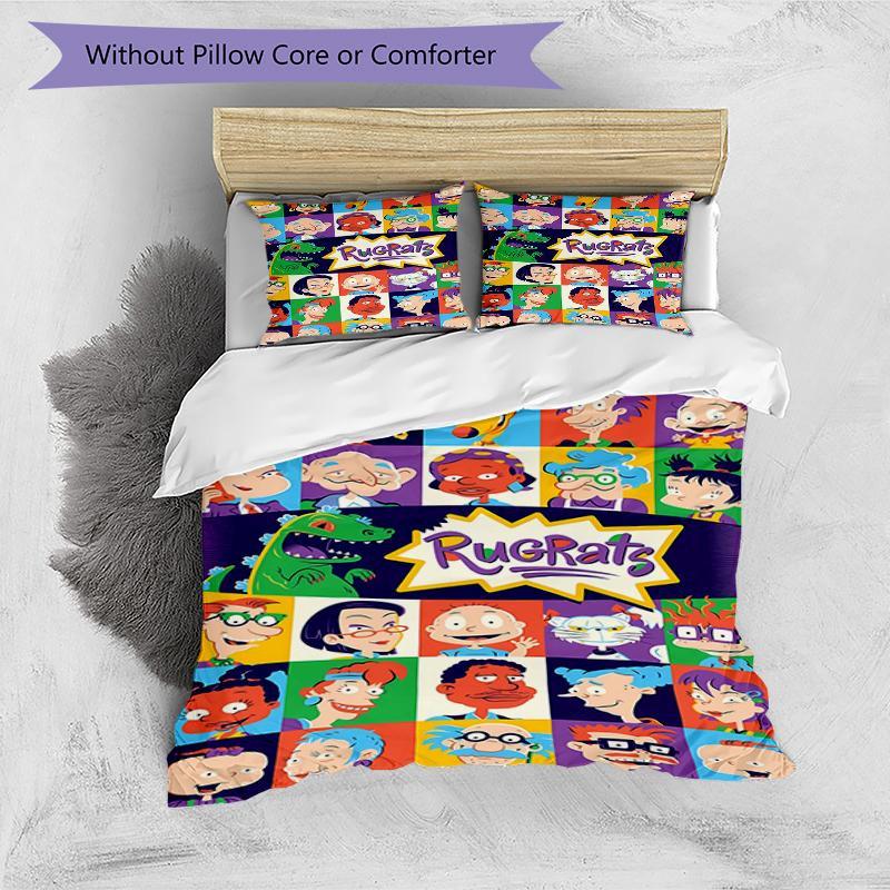 3pcs Rugrats in paris1 Design Cover Set - HD Printed Bedding with 1 Cover and 2 Pillowcases - Perfect for Home and Dorm Decor