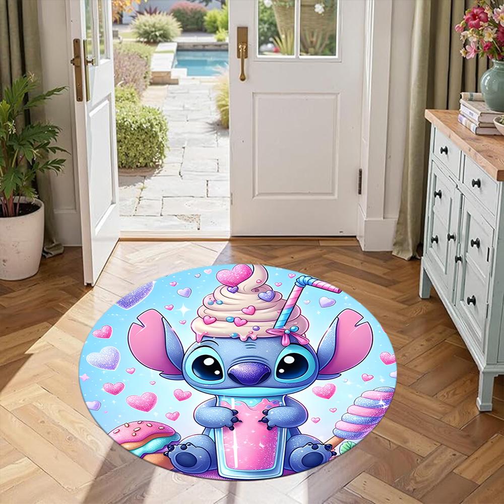 Stitch Round Office Rug Design for Decorate room Entryway Living Rooms Outdoor Antislip Round Carpet Anime Office Decor