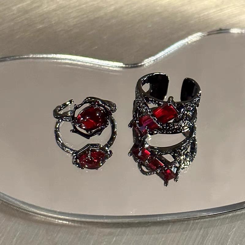 Регулируемое отверстие неправильной формы красные кристаллы сердце кольца для женщин кольцо для вечеринки креативные ювелирные изделия подарки