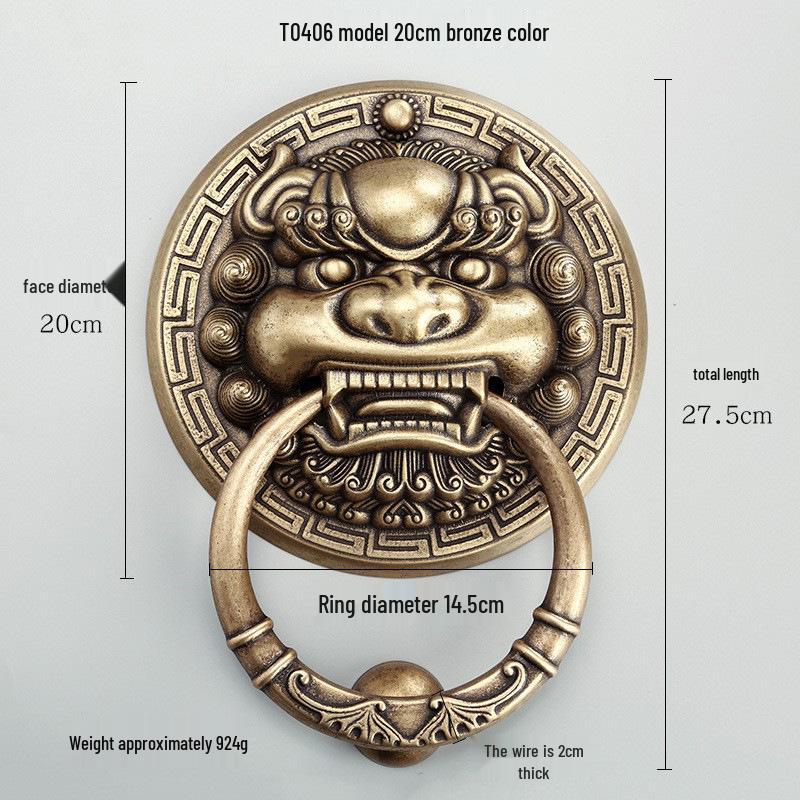 Антикварный латунный дверной молоток в виде головы льва и ручка-тяга для французских дверей