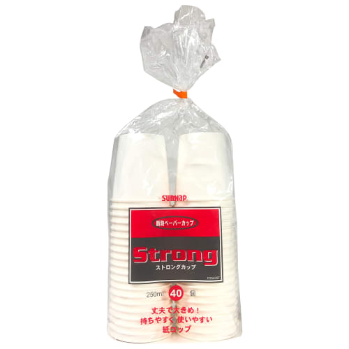 Sunnap Strong Paper Cups, 40-Pack, 250ml, White, 8 X 8 X 8.4cm