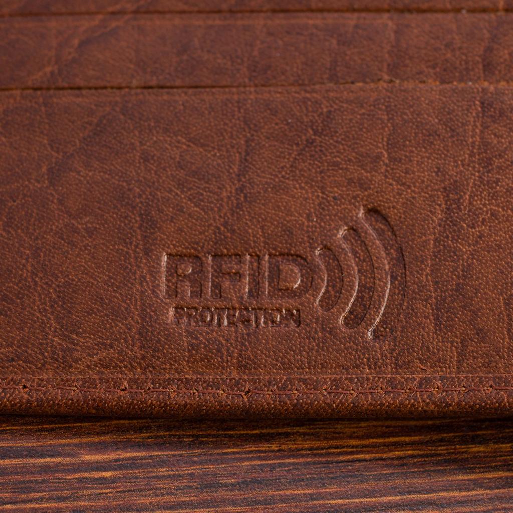 Portfel Skórzany Męski Poziomy Klasyczny Brązowy Rfid Beltimore D39