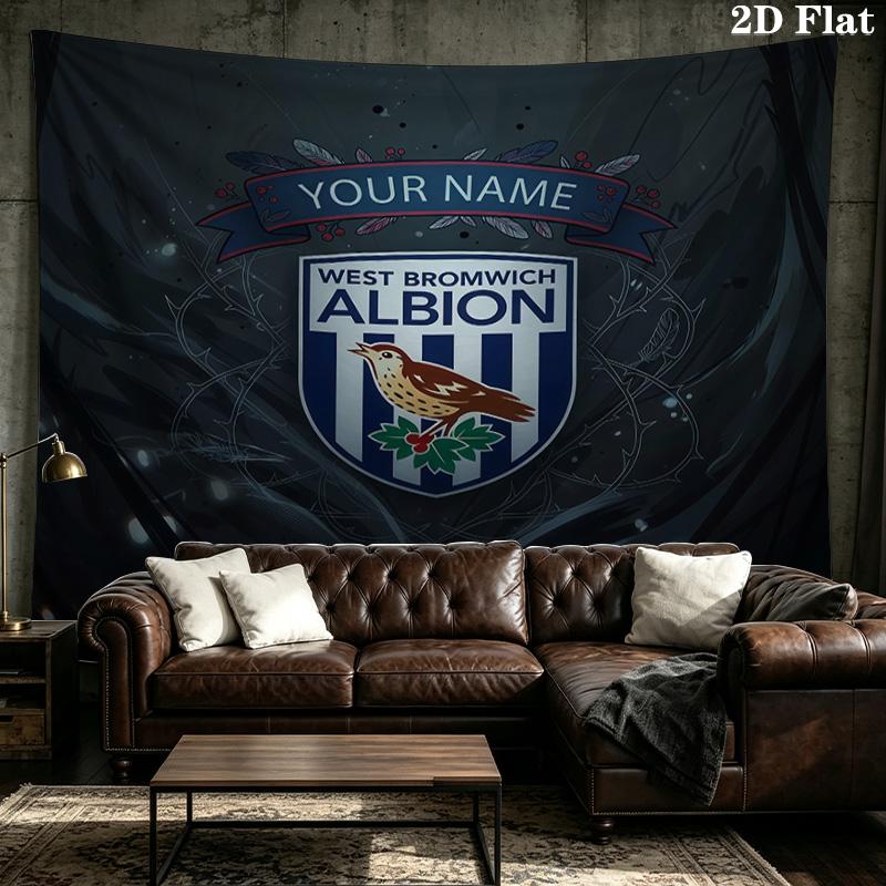 Custom Name West Bromwich Albion Printed Tapestry – Wall Hanging for Bedrooms, Dorms, and Home Decor