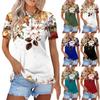 Женская модная повседневная рубашка с отворотом и коротким рукавом с принтом, женские топы на пуговицах