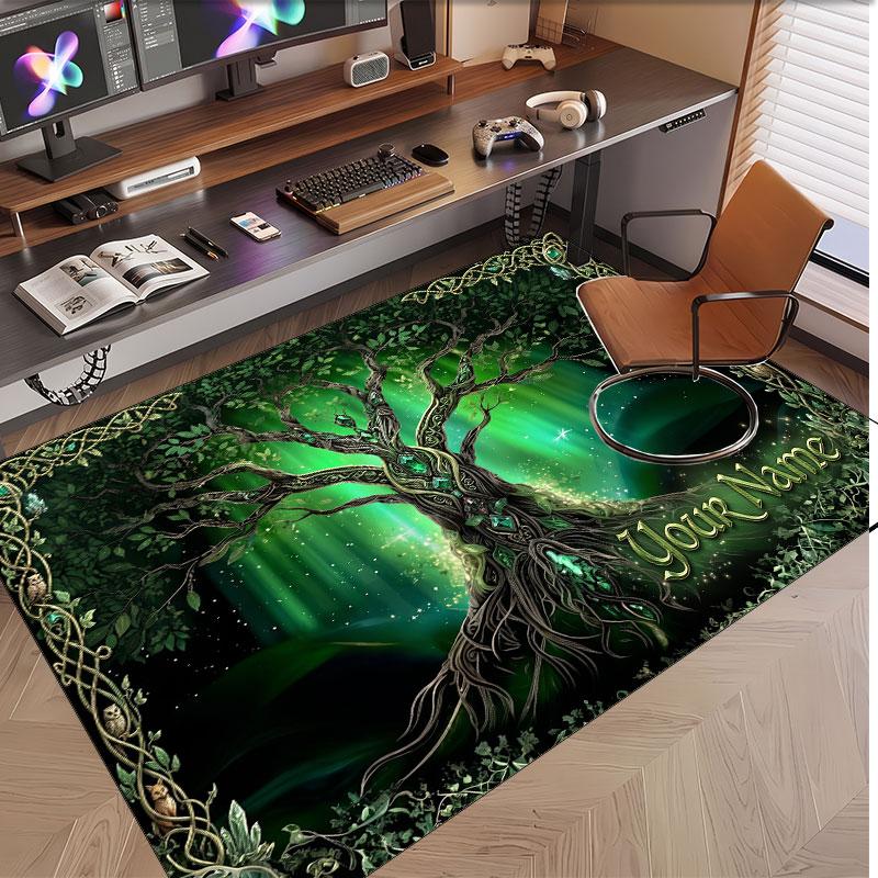 Sunset Landscape Theme Soft Crystal Velvet Rug Custom Name & Text Print Non Slip Floor Rug for Bedroom Living Room
