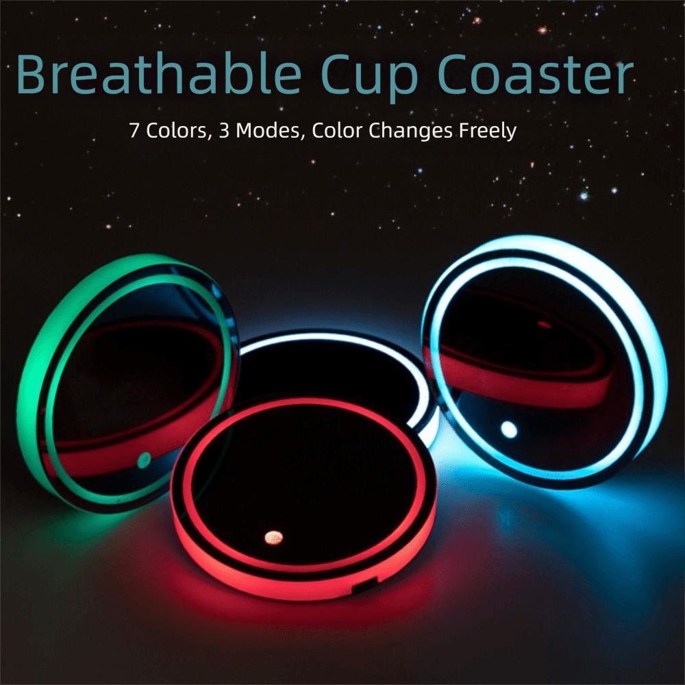 USB Charging Colorful Cup Holder Anti Slip Car Interior Lighting Cup Mats Smart Glow Coaster Auto