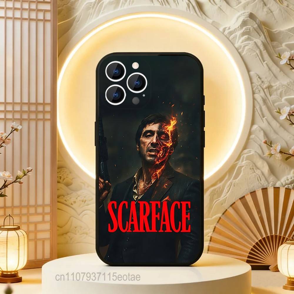 Чехол для телефона S-Scarfaces Tony Montana для iPhone 17,16,15,14,13,12,11,Pro,Max,Plus,E,Air,Mini Защитный Черный Чехол