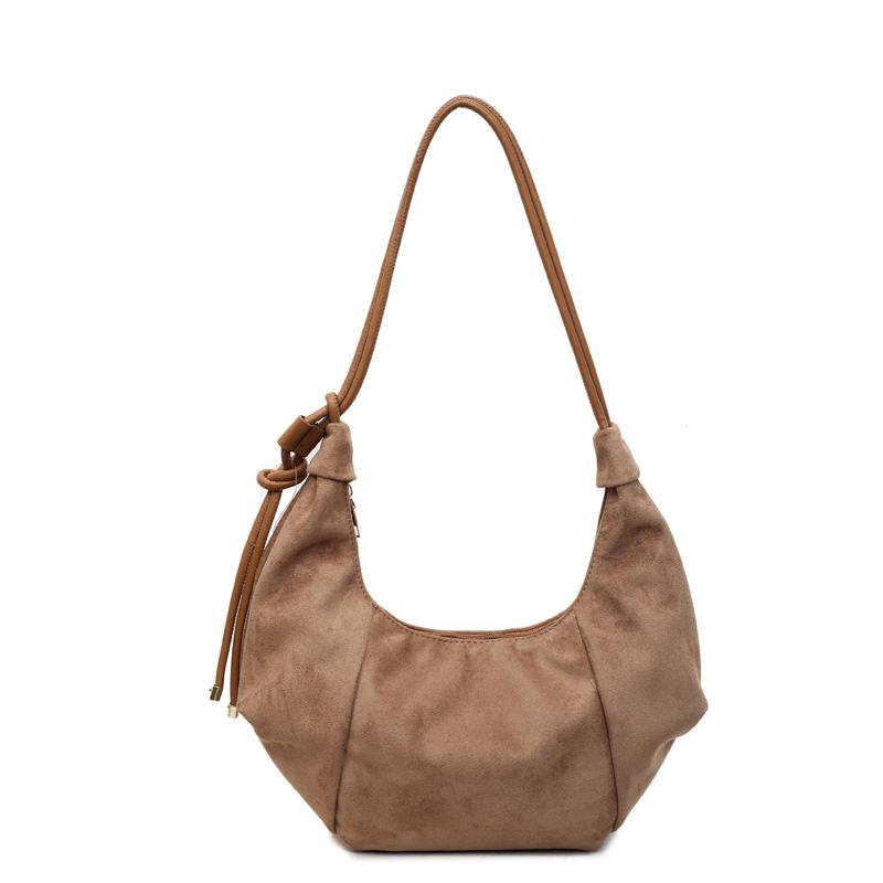 Autumn Large Capacity Retro Soft Leather Pleated Crossbody Shoulder Bag - Fashionable Versatile Dumpling Style