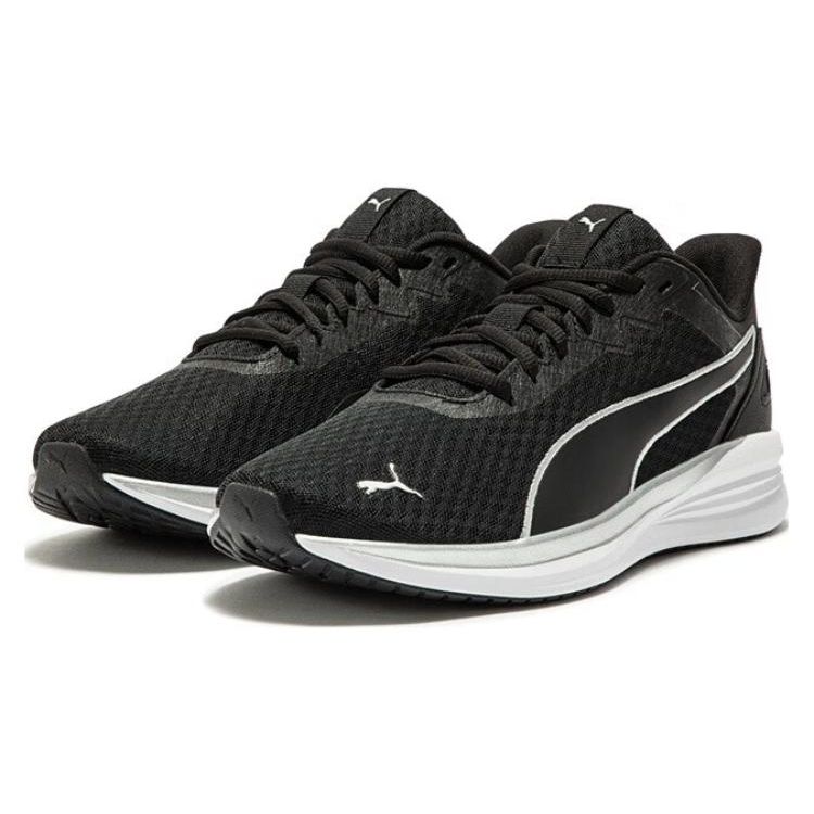 Puma Транспорт Удобные Универсальные Нескользящие Низкие Повседневные Кроссовки для Бега Унисекс кроссовки Черные Белые 378016-01