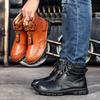 Мужские ботинки ручной работы из натуральной кожи Ретро ботинки Мужская натуральная кожа Большая мужская обувь Высокий верх