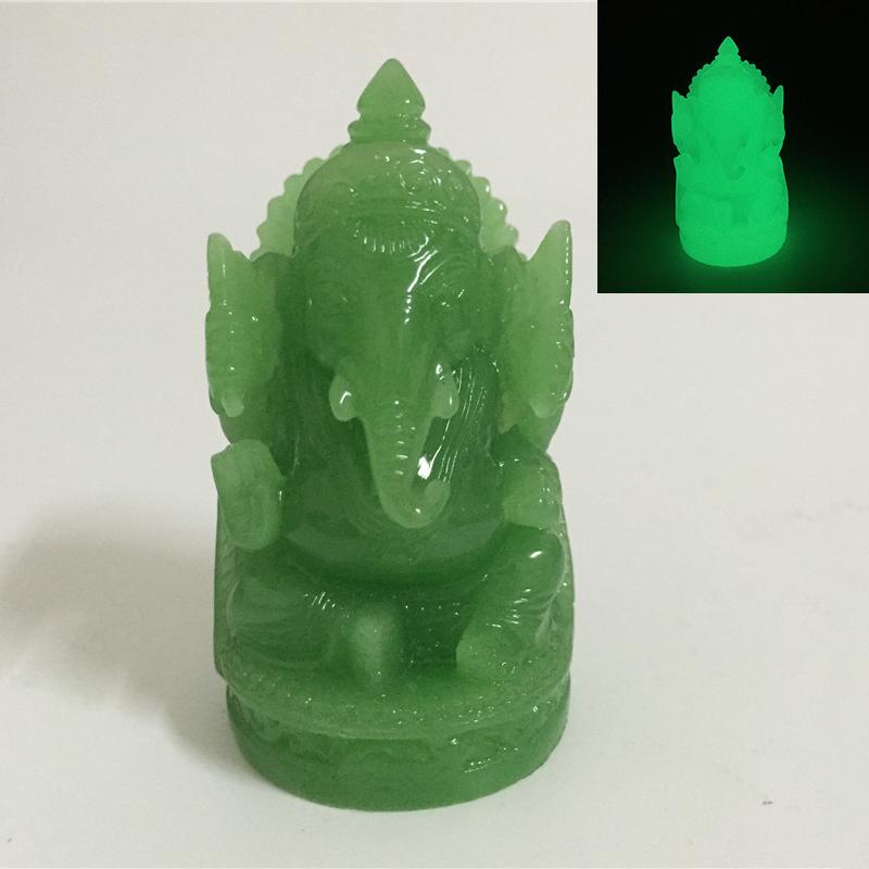 Ganesha Buddha Statue Elephant God Sculpture Ganesh Figurine Man-made Jade Stone Garden Home Decoration Accessories Statues