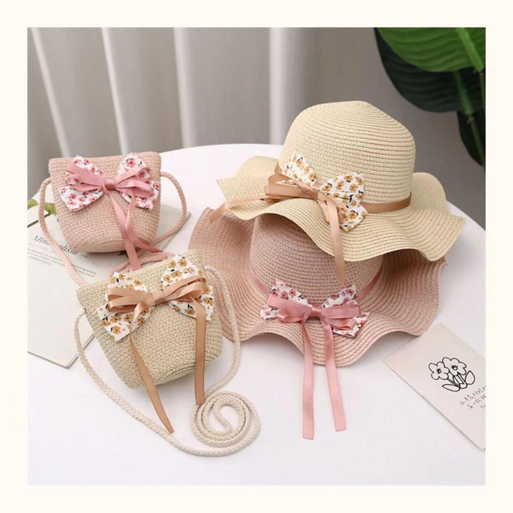 Breathable Sun Hat Cute Baby Accessories Outdoor Kids Straw Hat Bag  Children Girls