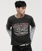 LANARCHIVE [0150] Pigment Print Layered Long Sleeve - Charcoal