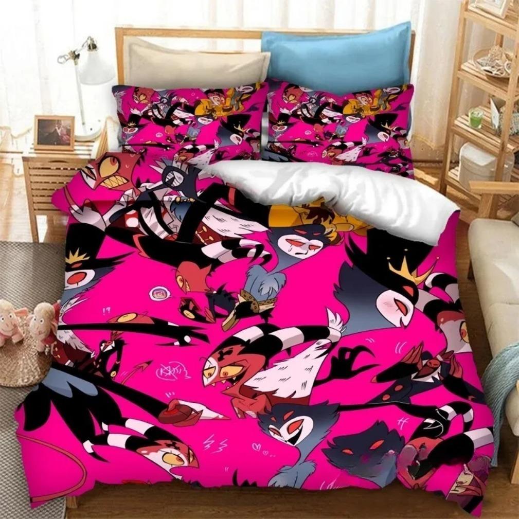 3D Game Hazbin Hotel  Bedding Set 2/3piece Duvet Cover Pillowcase Adult kids Bedroom Decoration  Single Double Large Size gifts