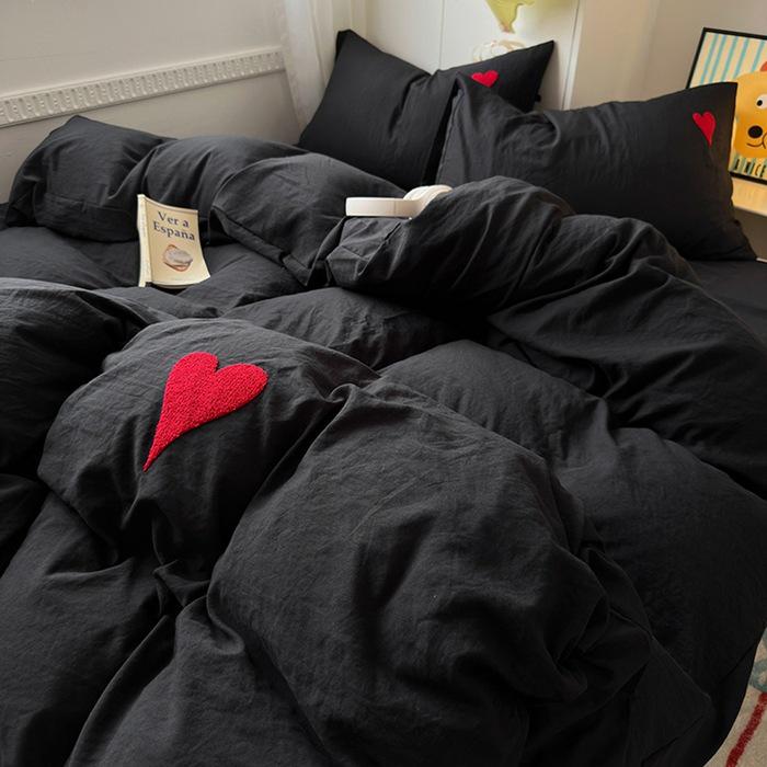 3D Вышитое полотенце: 2026 Инста-стиль Набор из 4 предметов из стираного хлопка - Однотонный, Мягкий, Приятный для кожи, Имитация кашемира.