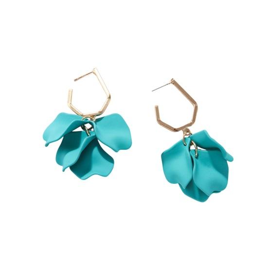 1 пара серег с лепестками роз, висячие длинные стильные серьги-капли, яркие цветные серьги