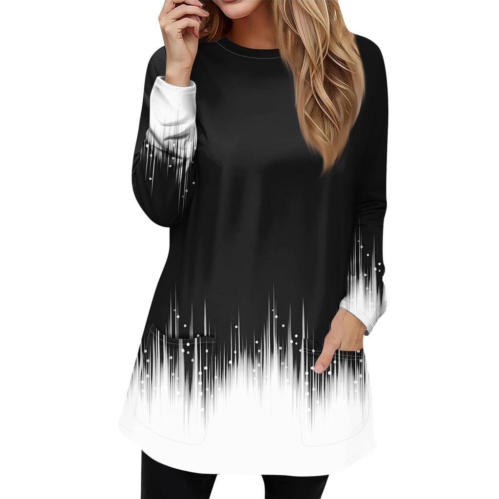 Женская толстовка, пуловер, спортивная одежда, карман, принт, повседневный топ с круглым вырезом и длинными рукавами