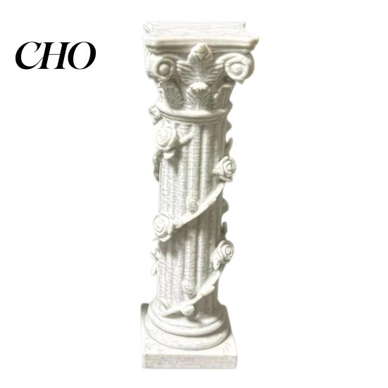 Non-discoloring Ornament White Corinthian Column Ornament, 3D Printed Flower Vine Statue, Desktop Roman for Home Desk Shelf Decor Matte Decoration