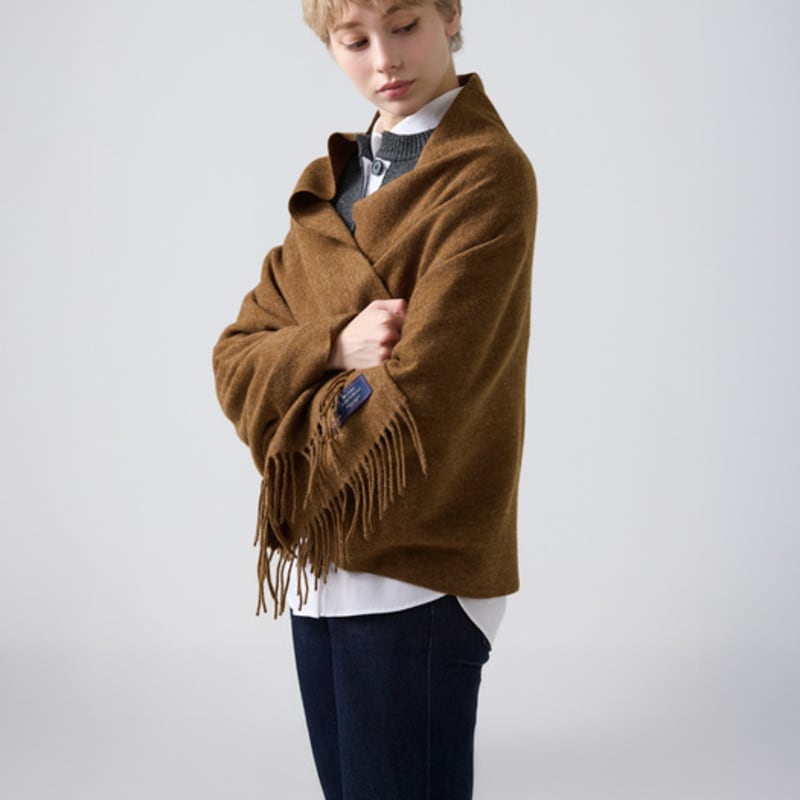 ABRAHAM MOON Merino Wool Shawl 70cm - Chocolate