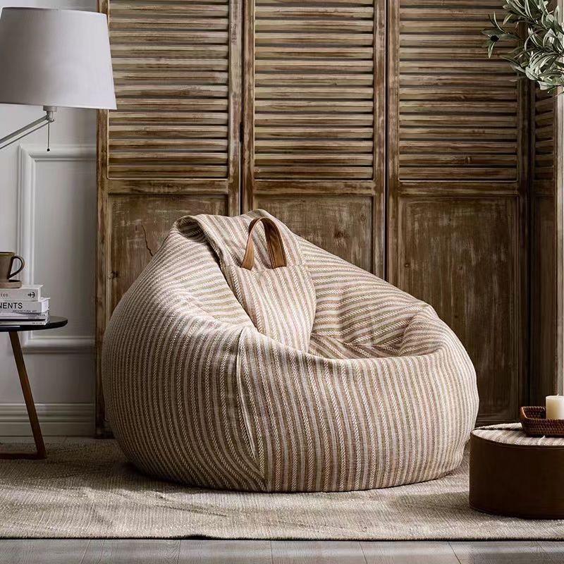 Cotton Linen Striped Washable Bean Bag Sofa for Living Room