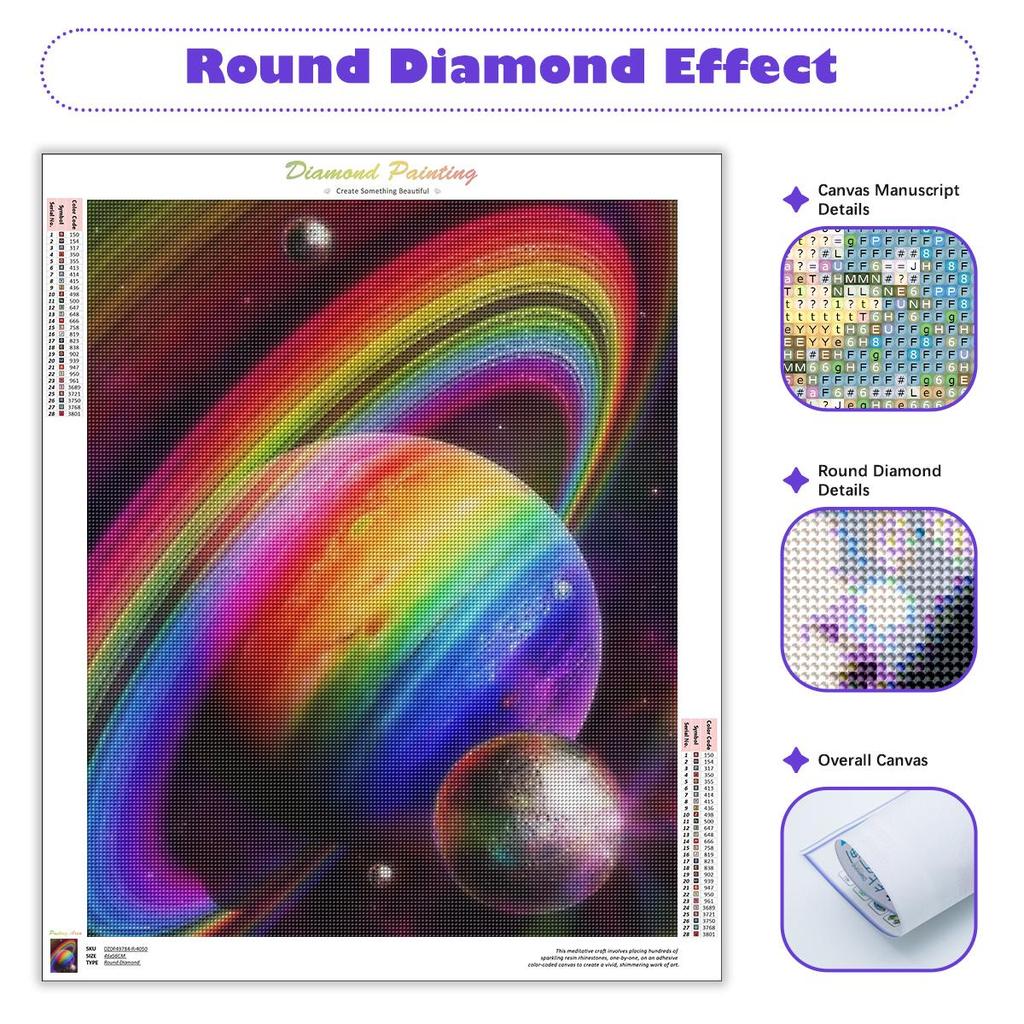 Рамка 5d Алмазная картина Красочная планета Полная круглая вышивка Пейзаж Вышивка крестом Мозаика Украшение для дома 30x40см