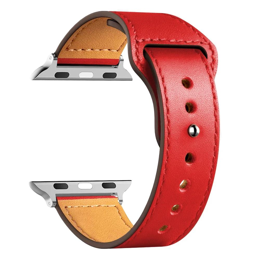 Кожаный ремешок для Apple watch band Ultra 49 мм 44 мм 40 мм 38 мм/42 мм спортивный браслет iWatch series 9 8 7 3 4 5 6 se 41 мм/45 мм