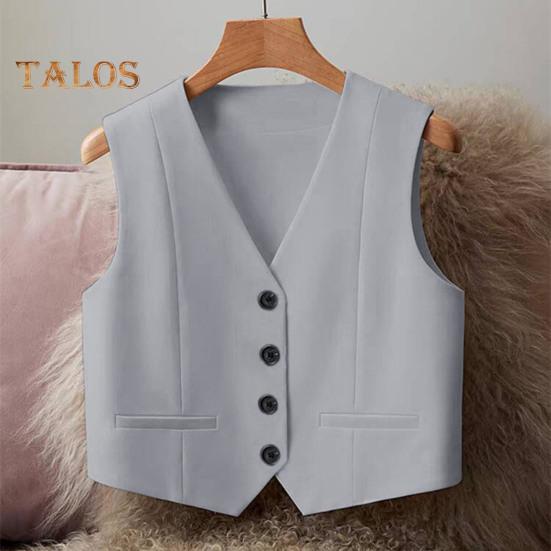 Женский жилет без рукавов, однобортный жилет с V-образным вырезом, повседневный жилет, куртка на весну-лето