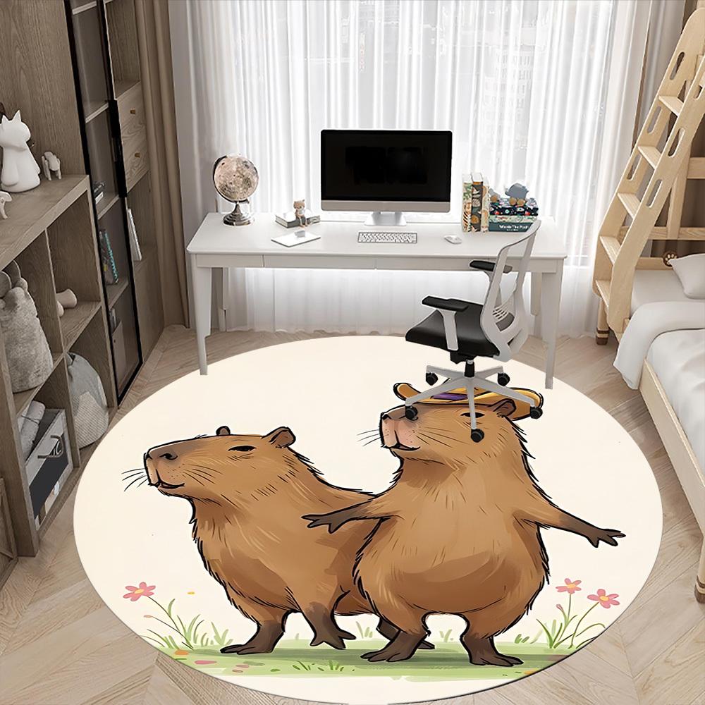 1pc Capybara, Cowboy Hat Chair Carpet for Office, Soft Flannel Throw Mat, Perfect for Office, Holiday Party Decoration Choice yy260209002