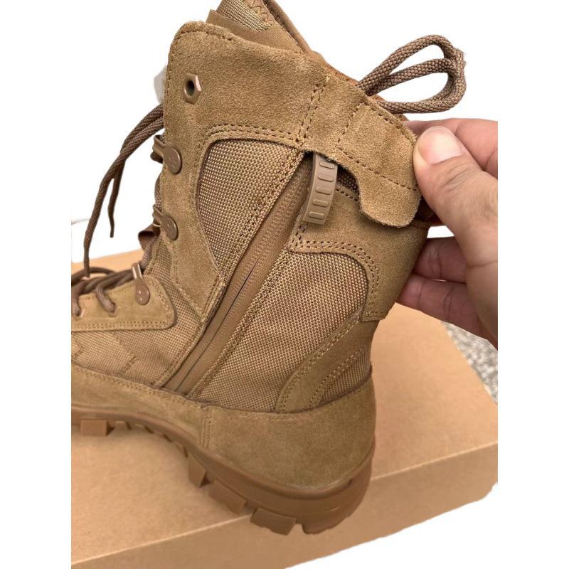 Мужские коричневые зимние тактические военные ботинки — дышащие, водонепроницаемые, устойчивые к проколам, с боковой молнией.