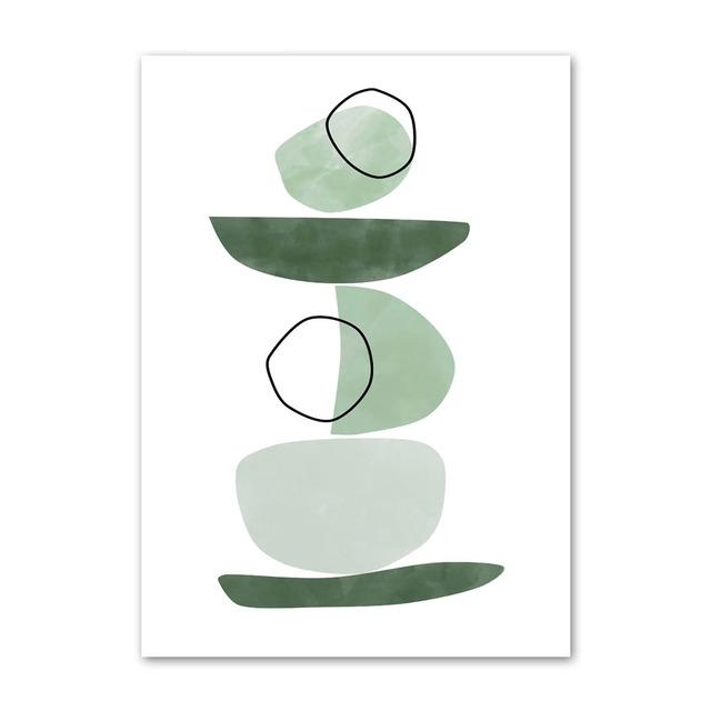 Зеленое растение Агава Кактус Абстрактная геометрия Линия Настенная живопись Печать на холсте Картина в скандинавском стиле Настенный плакат для украшения гостиной