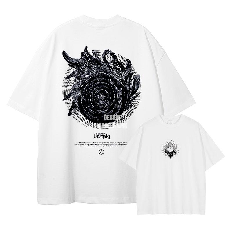 Anime UUzumaki Spiral Into Horror Tshirt Vintage Washed UUzumaki T Shirts Oversized Streetwear T Shirt for Man Cotton