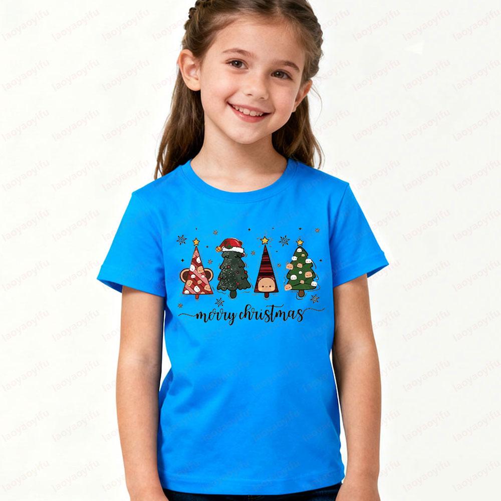 Fun Bubu Dudu Christmas Tree Children's Sports Shirt Kawaii Holiday Boys and Girls Casual T-shirt Cute Cartoon Printed Children's T-shirt