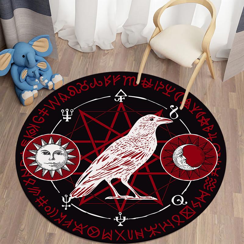 Круглый ковер для гостиной, коврик с загадочным принтом, винтажный детский напольный ковер для спальни, домашний декор, мягкий противоскользящий коврик