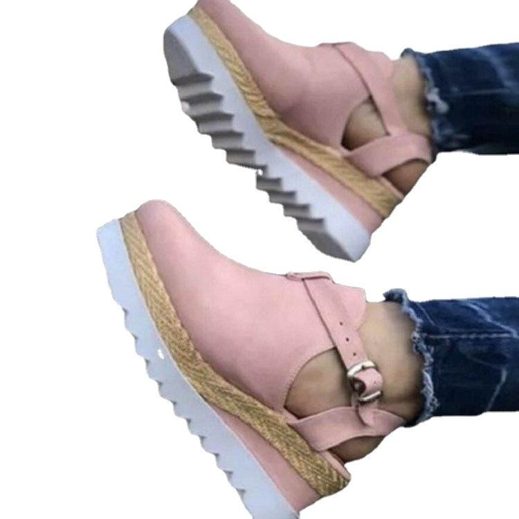 Модные сандалии для женщин. Новая мода на танкетке. Лето 2024. Повседневная удобная резиновая подошва. Нескользящая обувь на платформе. Размер плюс.