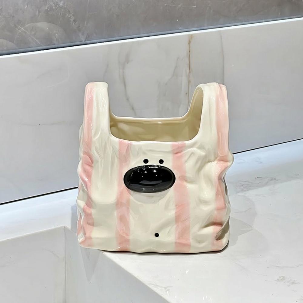 Handbag Style Ceramic Storage Box Puppy Shaped Desktop Pen Holder Desktop Organizer