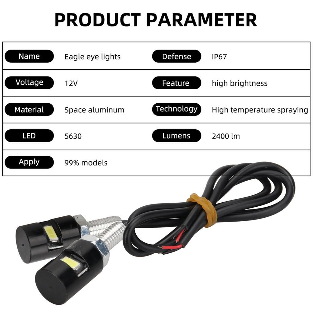 2pcs Car Auto Motorcycle License Plate Lamp Tail Number Universal Screw Bolt Light 12V SMD 5630 Fog Driving Light White LED