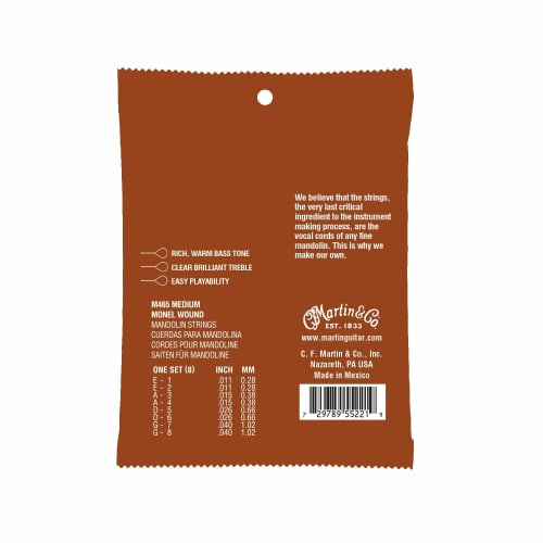Martin Mandolin Strings Monel M465 Medium (Monel) Mandolin Strings