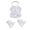 G5AE Victorian Colonial Jabot Set Ruffled Lace Necktie Collar with Wrist Cuffs Set
