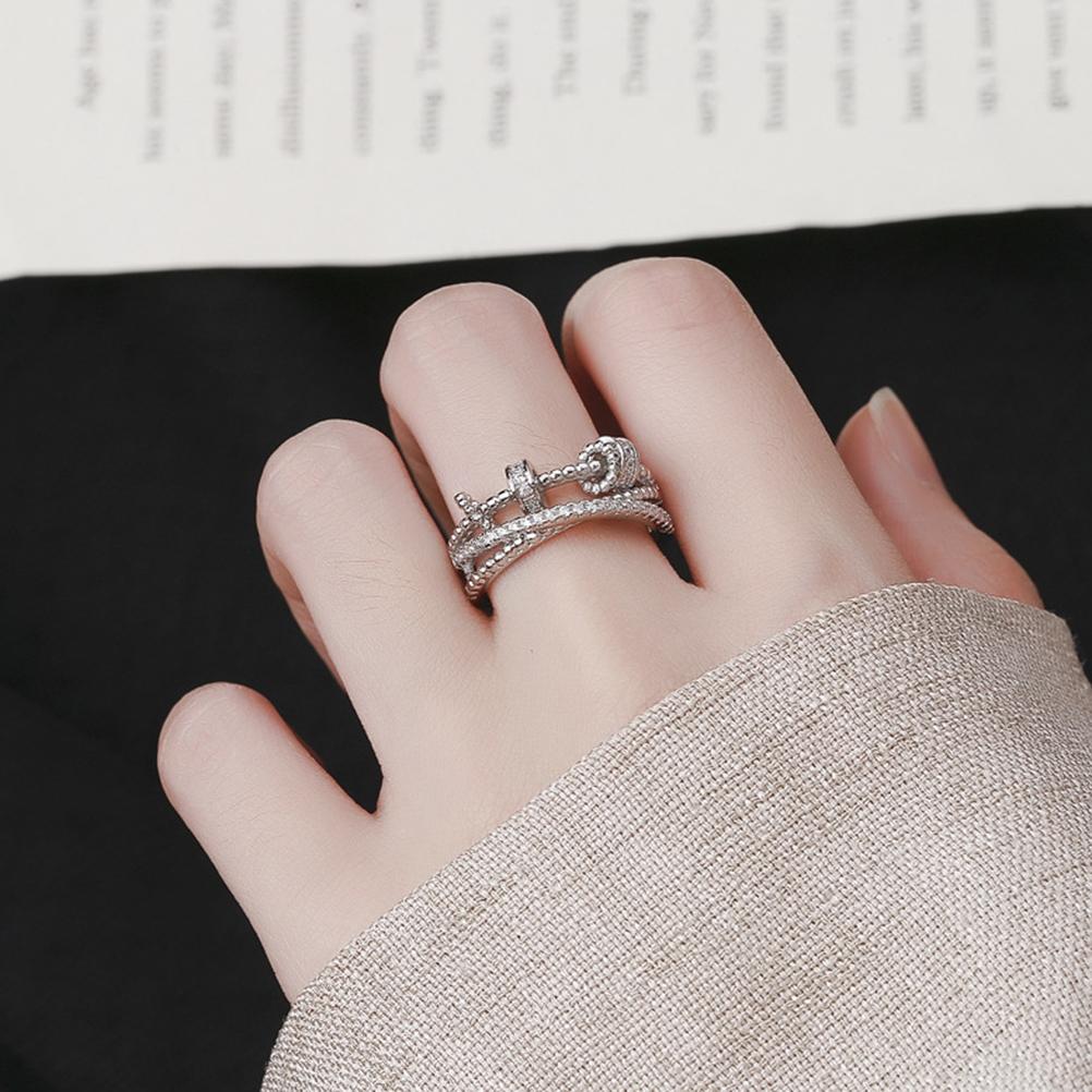 2Pcs Valentine s Day Anxiety Rings for Women Beaded Ring Adjustable Band Rings Rotator Ring Luck   Jewelry Gift