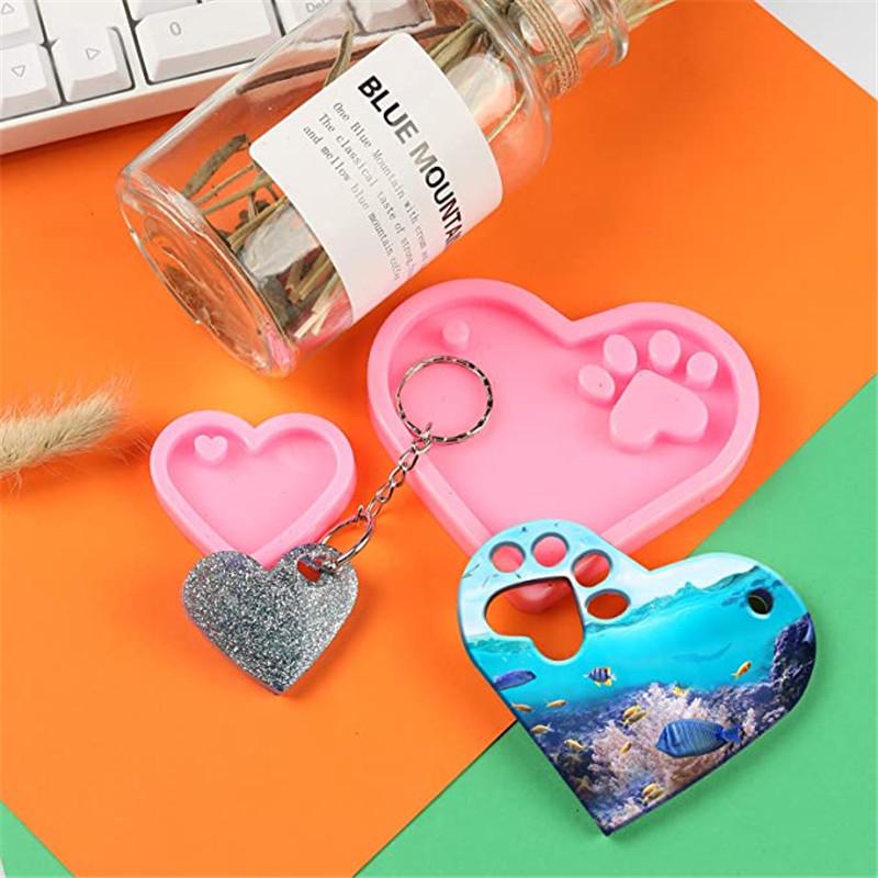 Силиконовая форма в виде бабочки, сердечко, лапка, брелок, подвеска, формы с 2 кольцами для ключей для украшения торта из шоколадных конфет своими руками