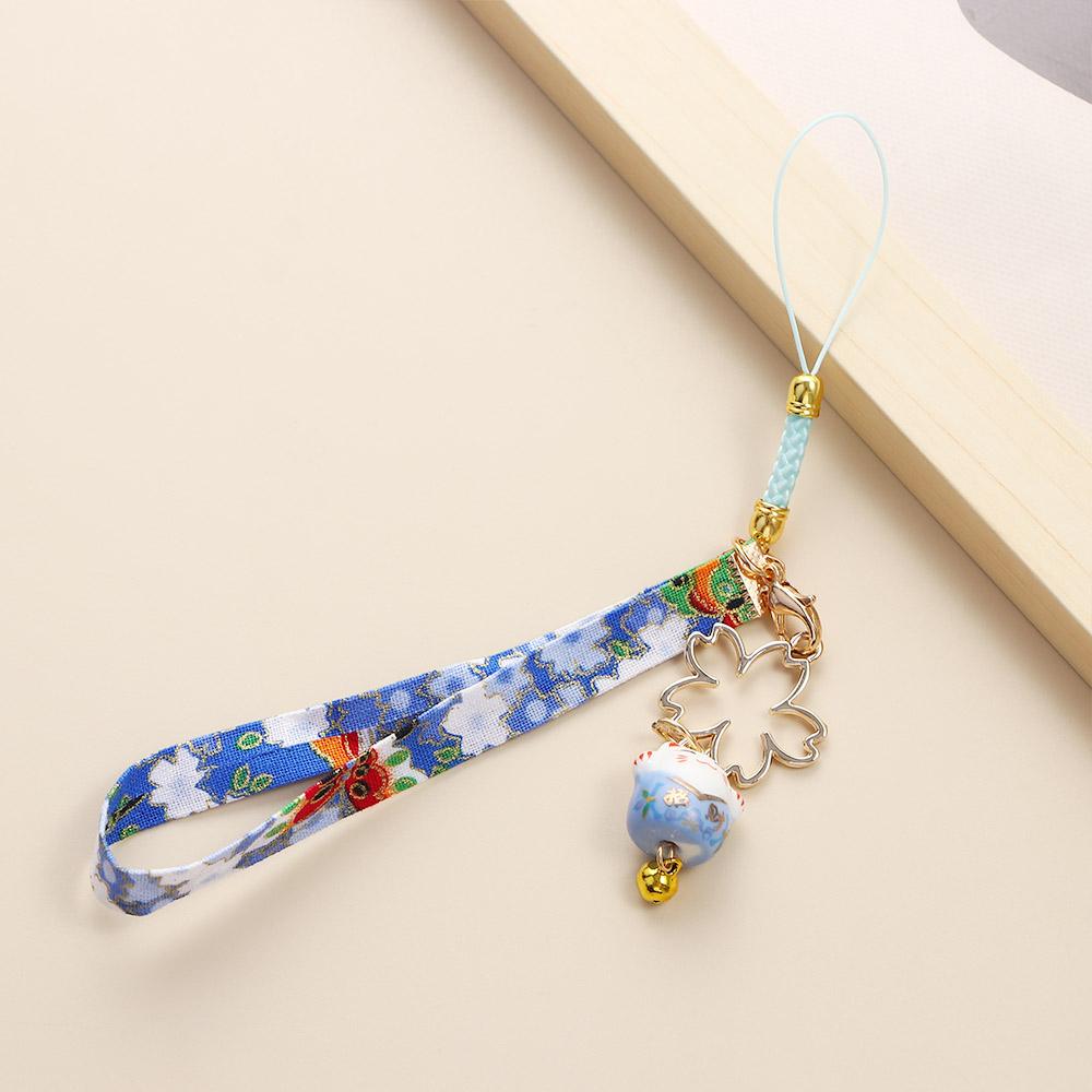 Blossoms Bag Pendent Ceramics Zinc Zinc Alloy Car Key Ring Japanese Style Pendant Lucky Cat Women Key Chain