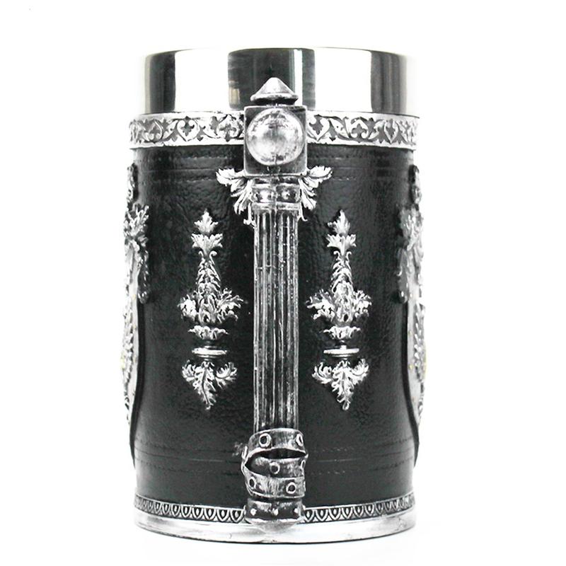 Stein Beer Cups Double Headed Eagle Eagle Sword and Skull Shield 304 Stainless Steel Coffee Cup 600ml | Cups
