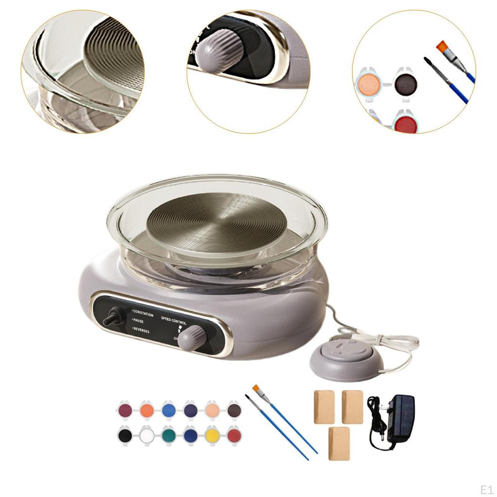 Мини гончарный круг в комплекте Керамическая машина для изготовления керамики с лепестком для ног Съемная чаша Электрическая глина