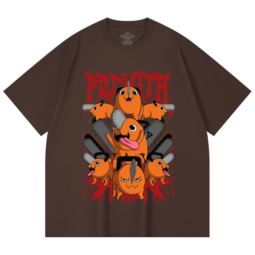 230 Gsm 100% Cotton Chainsaw Man V8 Pochita Print Unisex Heavy Cotton T Shirt