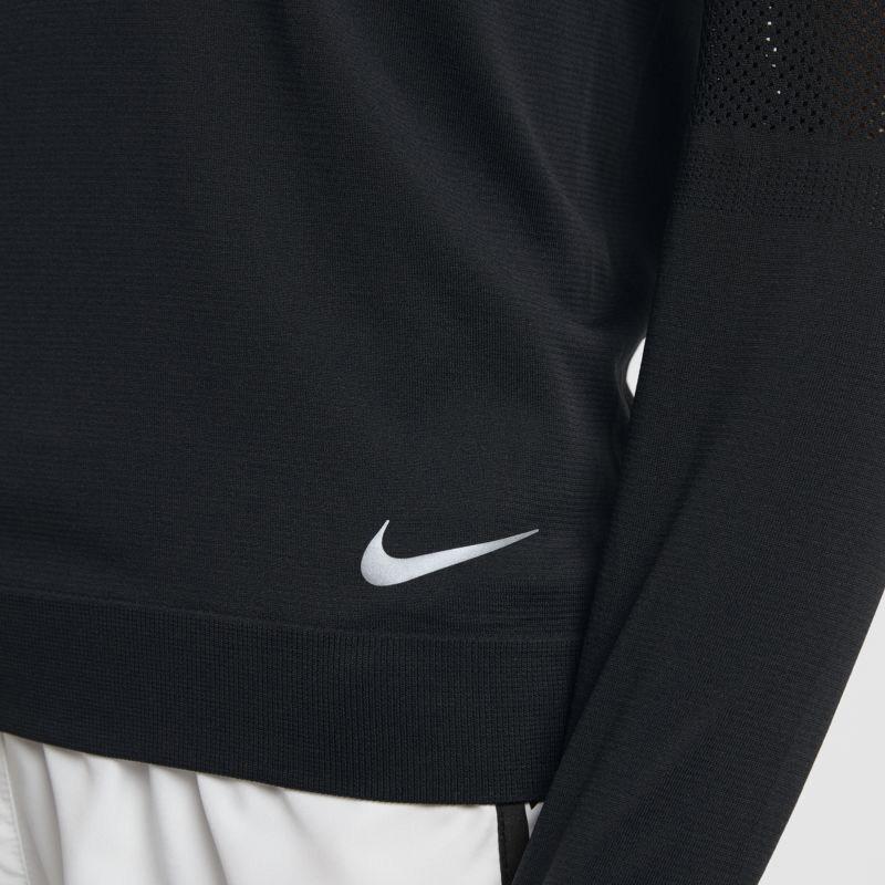 Nike Футболка с круглым вырезом и принтом логотипа, повседневная, спортивная, дышащая, быстросохнущая, с длинным рукавом, женская, черная BQ9554-010