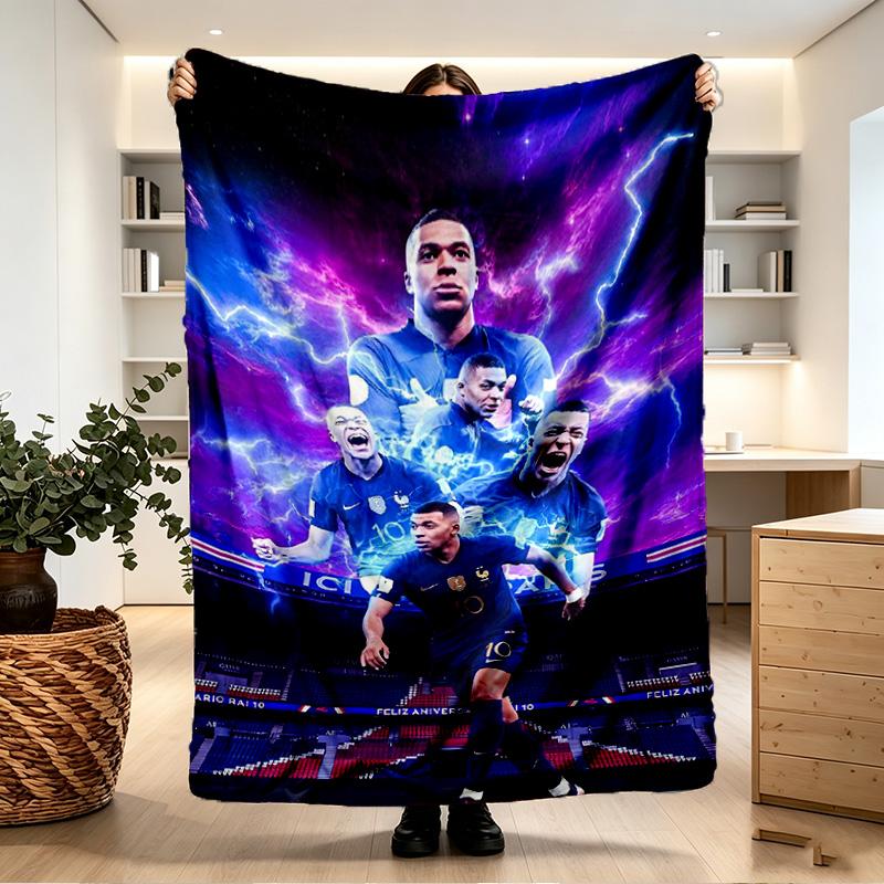 Kylian Mbappe Print Blanket - Soft & Comfortable, for Bedroom, Travel, Sofa, Home Decoration - Birthday Christmas Gift for Friend