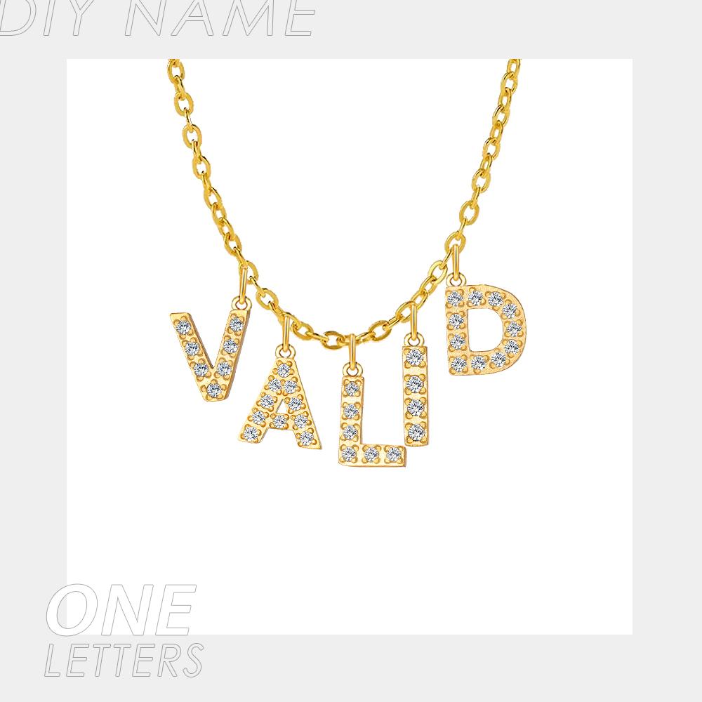 EMANCO Customized Name Necklace Personalized Zircon Letter Stainless Steel Choker Necklace Pendant Nameplate Gift Dropshipping