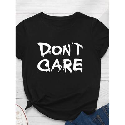 Женская футболка с надписью Don't Care Letter Print Футболка женская с коротким рукавом и круглым вырезом Свободная футболка Летняя женская футболка Топы Mujer