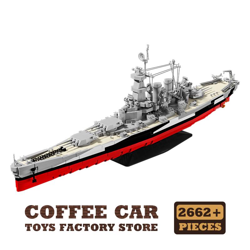 Военный боевой корабль Второй мировой войны MOC Кирпичи Игрушки Модель военно-морского линкора Наборы для сборки Блоки-крейсеры Подарки на Рождество для мальчиков, детей, взрослых