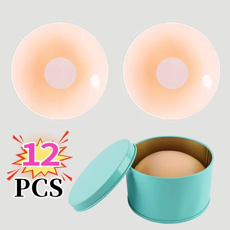 12 Pieces of Silicone Latex Stickers for Anti Glare Underwear Sexy and Breathable Invisible Breast Care Travel Box Packaging